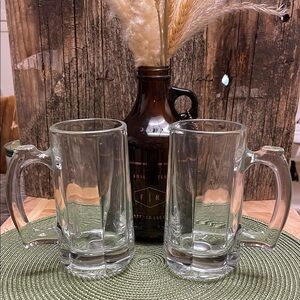 LIBBEY | Beer Stein | Heavy Glass | Bubble Paneled |Vintage | Mugs |Set/Pair/Two